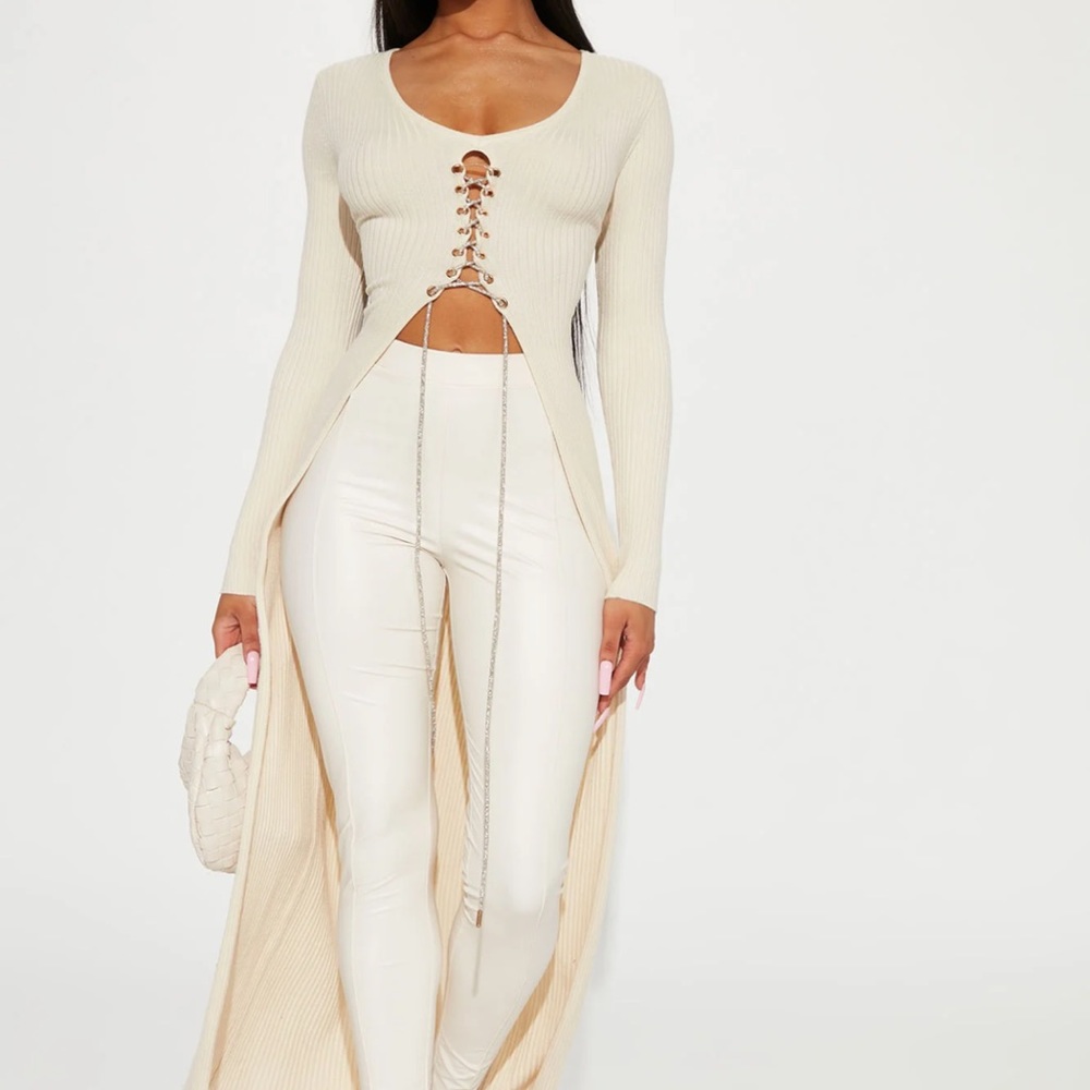 Lace up sweater top